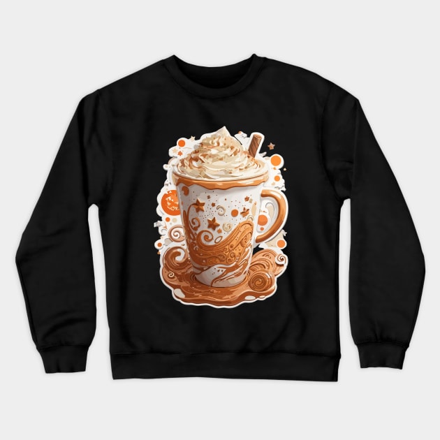 Pumpkin Spice Latte Art Funny Fall Autumn Coffee Drink Gift Crewneck Sweatshirt by norhan2000